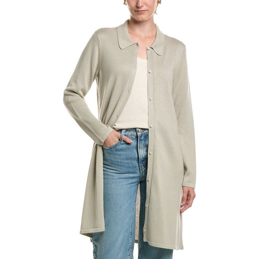 Eileen Fisher Womens  Collared Cardigan, White
